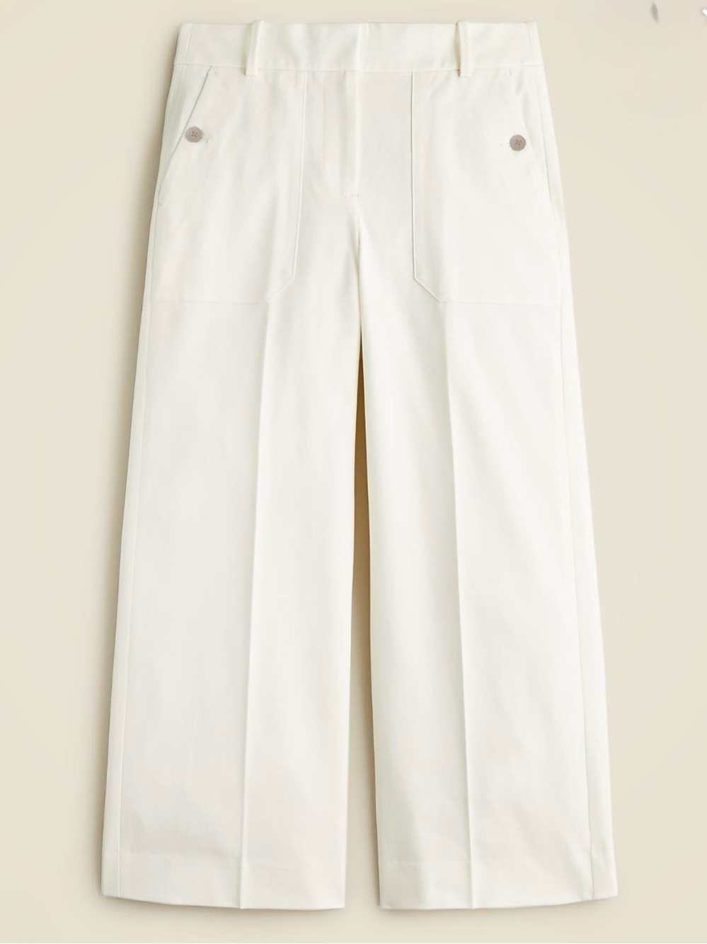 J. Crew Ivory Wide-Leg Cropped Pants
